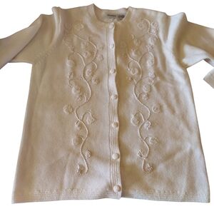 Classic Elements White Floral Embroidered Cardigan